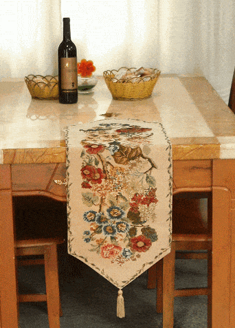 Morning Meadow Floral Woven Cotton-Polyester Table Runner
