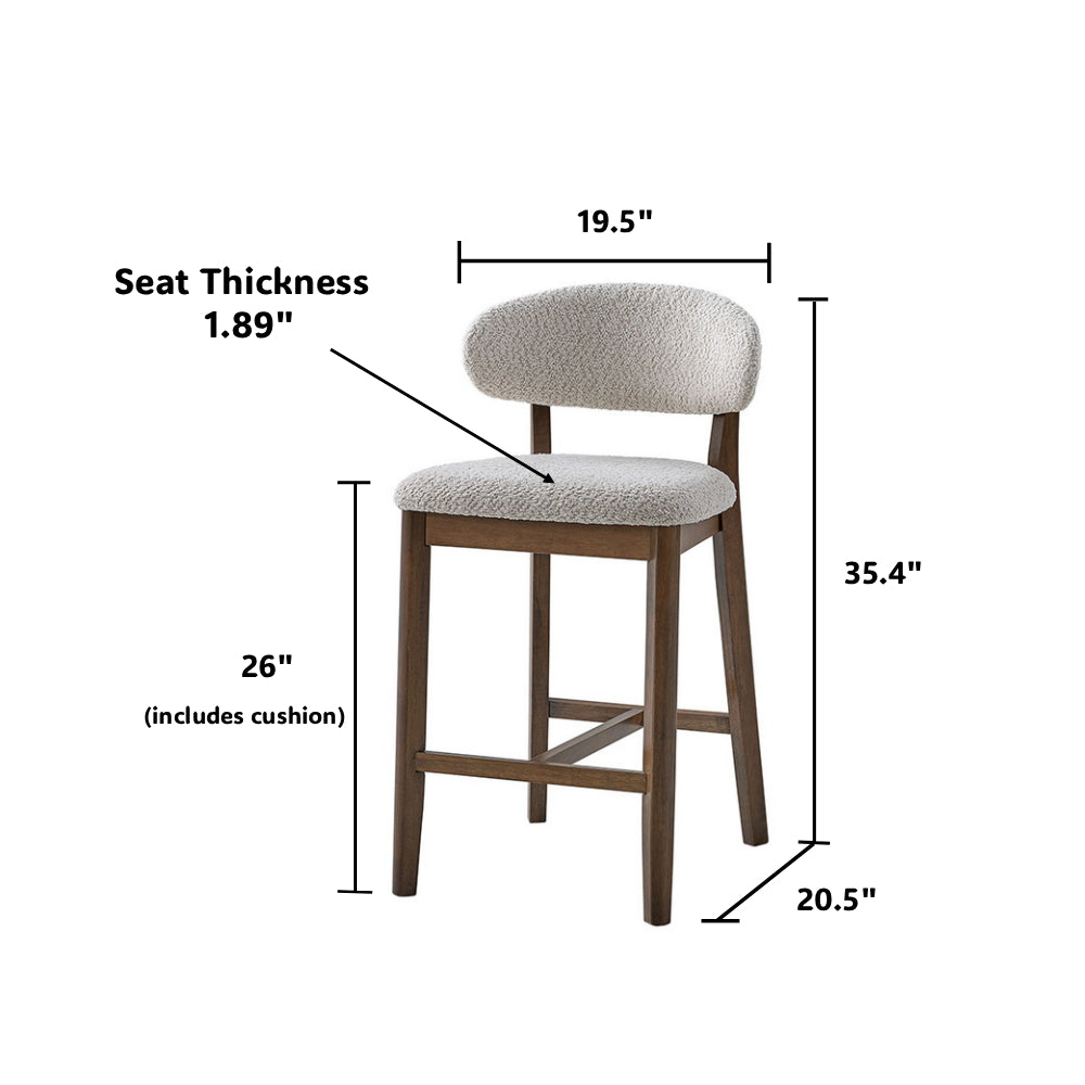 26" Mid-Century Modern Upholstered Counter Stools, Solid Wood, Set of 2 – view 17