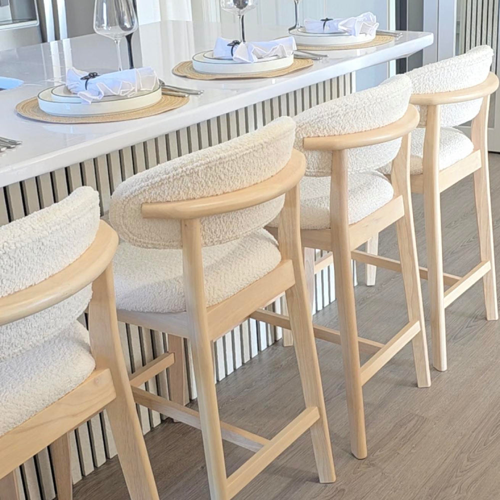26" Mid-Century Modern Upholstered Counter Stools, Solid Wood, Set of 2 – view 2