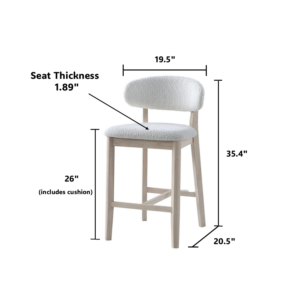 26" Mid-Century Modern Upholstered Counter Stools, Solid Wood, Set of 2 – view 27