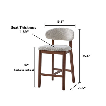 26" Mid-Century Modern Upholstered Counter Stools, Solid Wood, Set of 2 – view 26