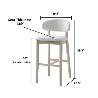 30" Mid-Century Modern Upholstered Bar Stools, Solid Wood, Set of 2 – view 25