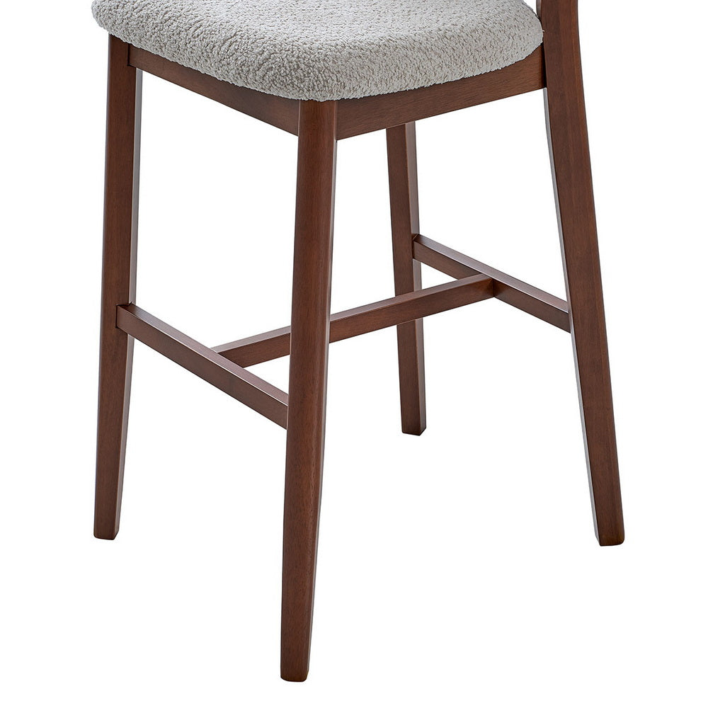 30" Mid-Century Modern Upholstered Bar Stools, Solid Wood, Set of 2 – view 7