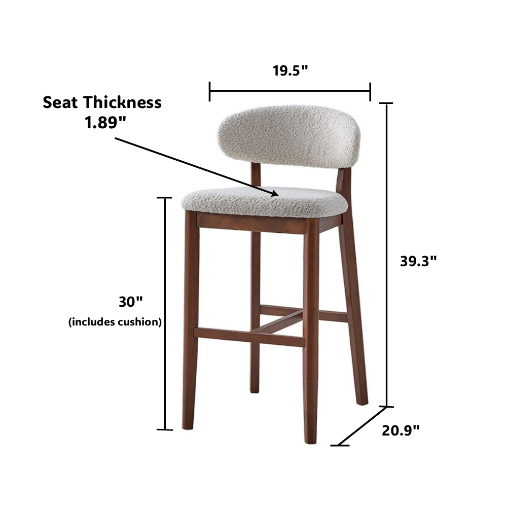 30" Mid-Century Modern Upholstered Bar Stools, Solid Wood, Set of 2 – view 26