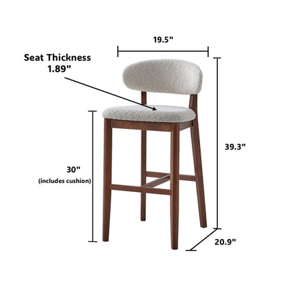 30" Mid-Century Modern Upholstered Bar Stools, Solid Wood, Set of 2 – view 26