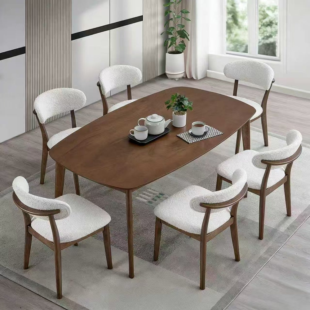 Scandinavian Dining Table Set with Upholstered Chairs, Seats 4–6 – view 6