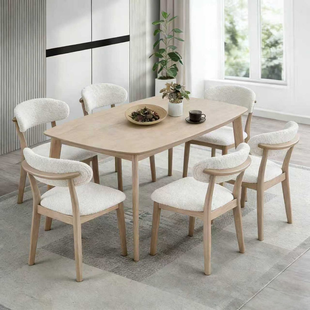 Scandinavian Dining Table Set with Upholstered Chairs, Seats 4–6 – view 2