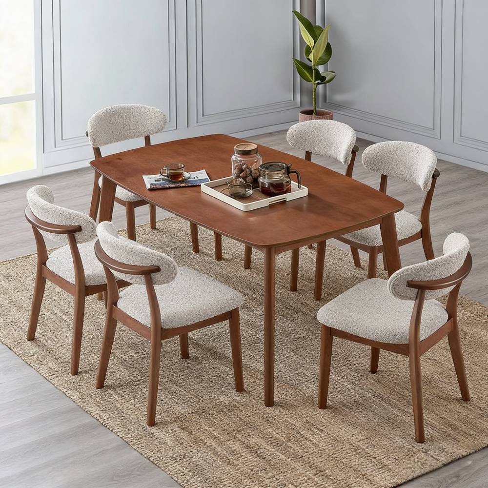 Scandinavian Dining Table Set with Upholstered Chairs, Seats 4–6 – view 23