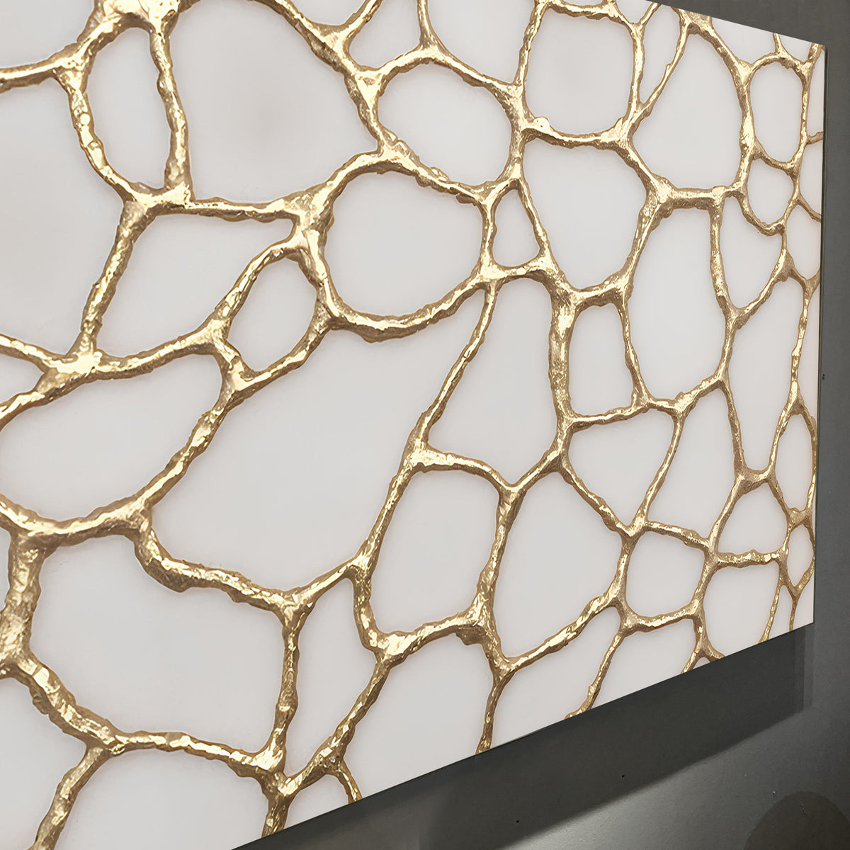 Golden Neurons Abstract Canvas Wall Art, Wide Gallery Wrapped – view 2