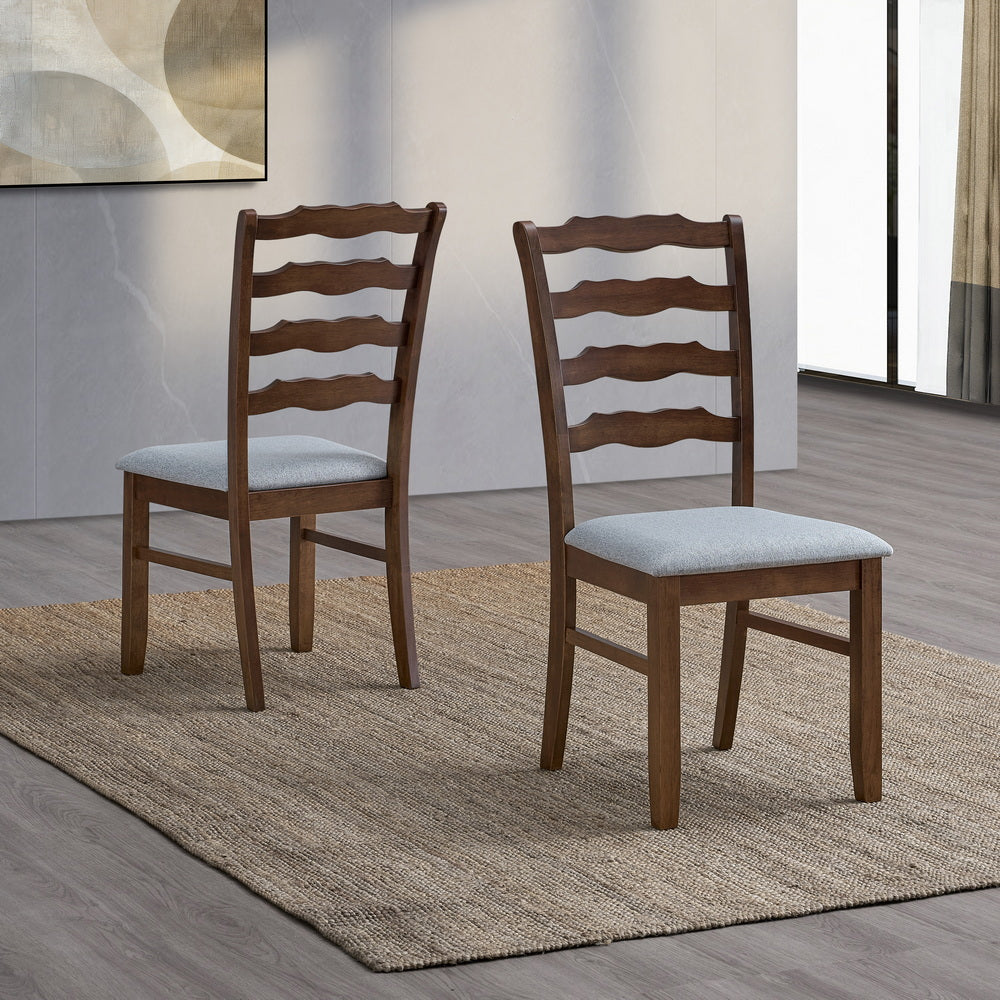 Farmhouse Dining Table Set with Upholstered Ladder-Back Chairs, Seats 4–6 – view 16