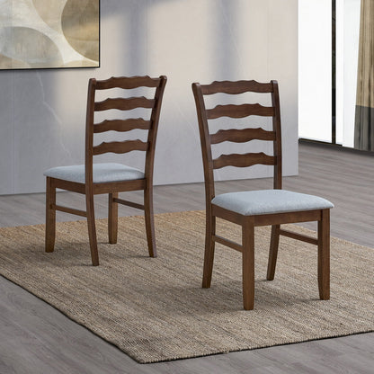 Farmhouse Dining Table Set with Upholstered Ladder-Back Chairs, Seats 4–6 – view 16