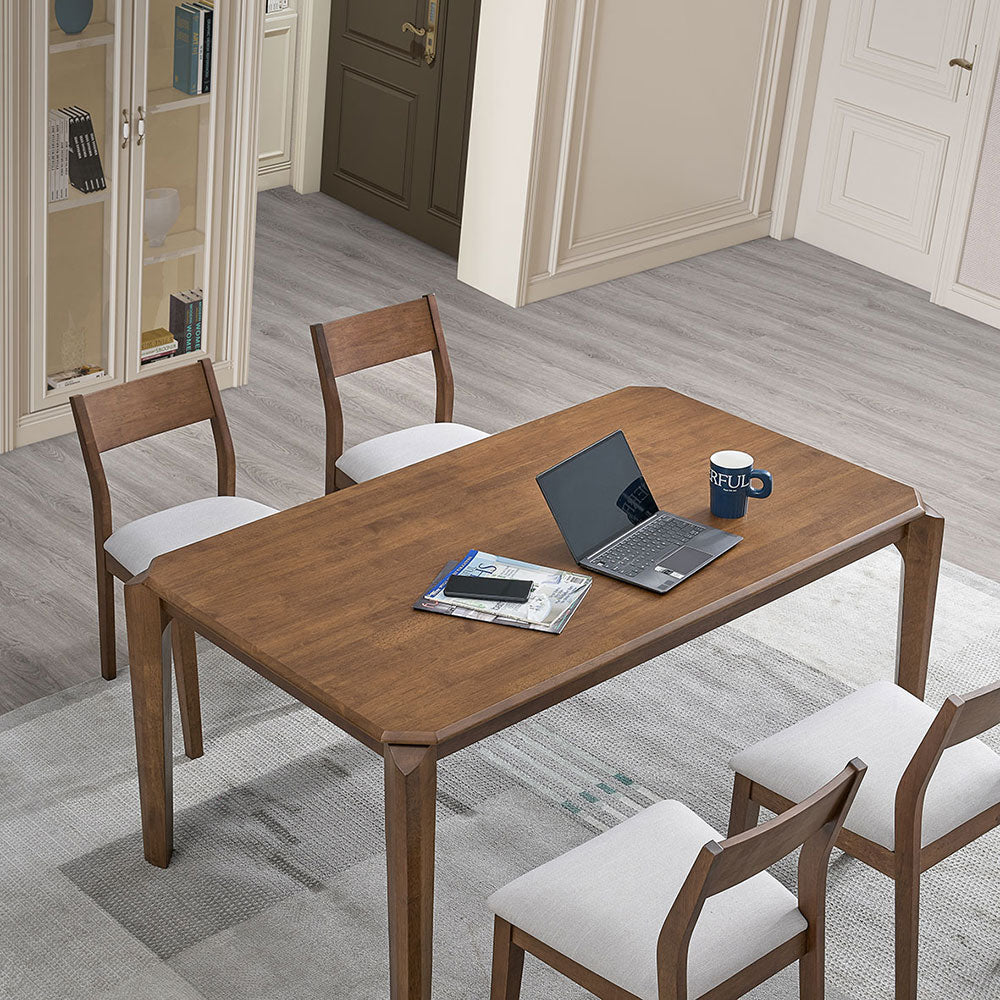 59-Inch Solid Rubberwood Mid-Century Modern Dining Table Set, Seats 4–6 – view 2