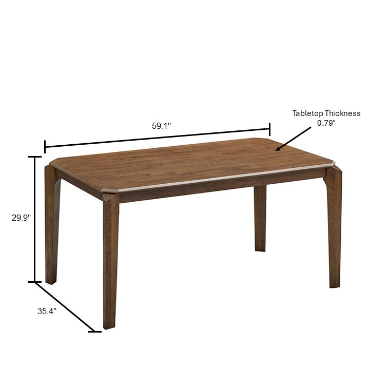 59-Inch Solid Rubberwood Mid-Century Modern Dining Table Set, Seats 4–6 – view 12