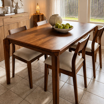 59-Inch Solid Rubberwood Mid-Century Modern Dining Table Set, Seats 4–6 – view 5