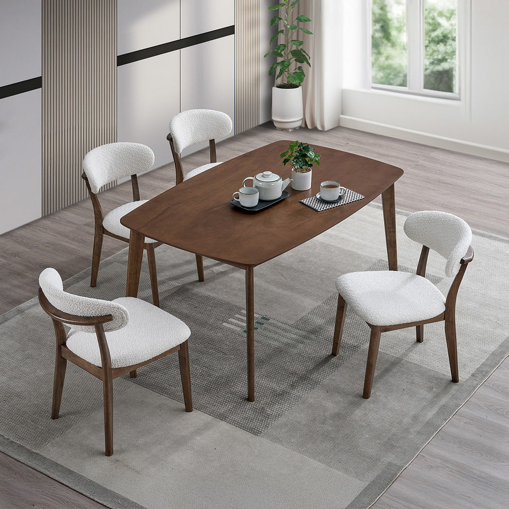 Scandinavian Dining Table Set with Upholstered Chairs, Seats 4–6 – view 5