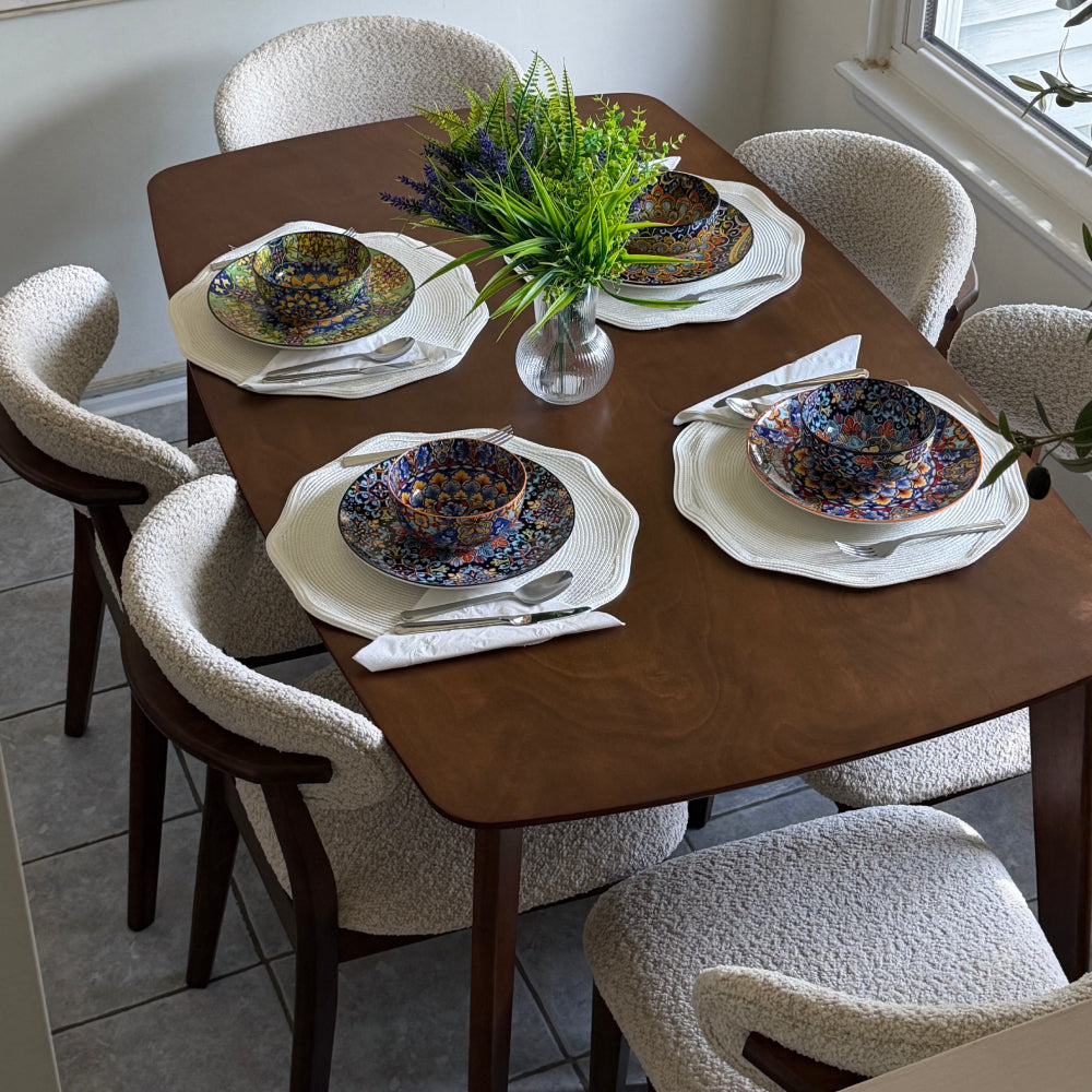 Scandinavian Dining Table Set with Upholstered Chairs, Seats 4–6 – view 13