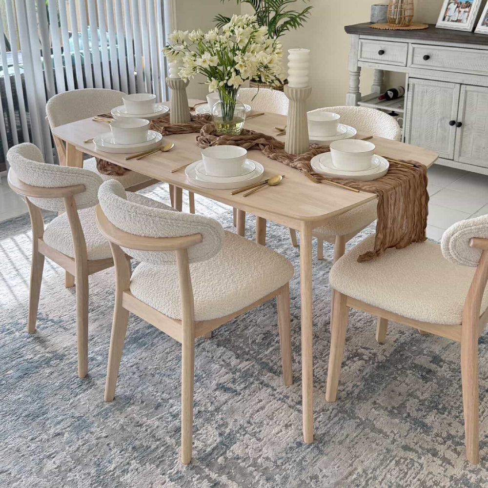 Scandinavian Dining Table Set with Upholstered Chairs, Seats 4–6 – view 3