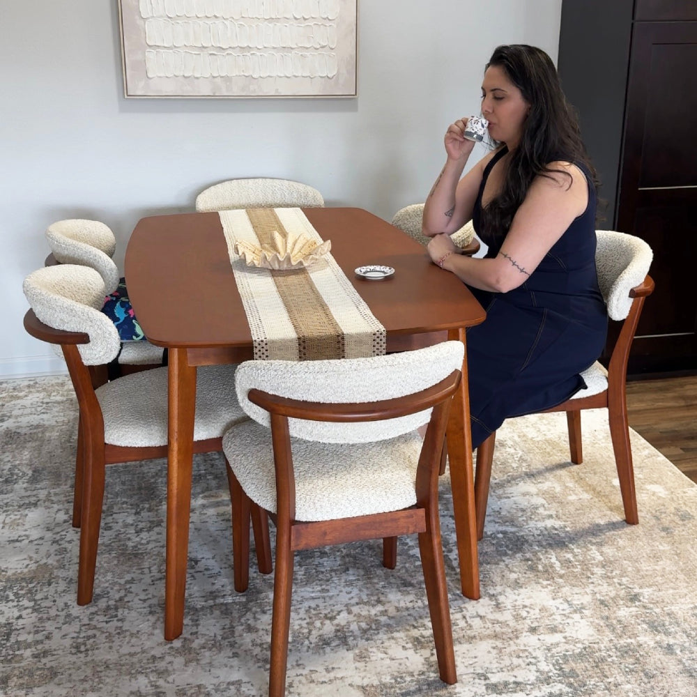 Scandinavian Dining Table Set with Upholstered Chairs, Seats 4–6 – view 24