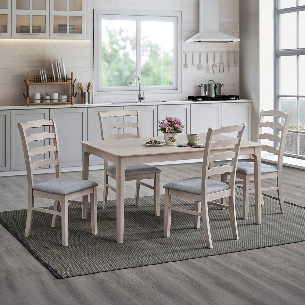 Farmhouse Dining Table Set with Upholstered Ladder-Back Chairs, Seats 4–6 – view 20