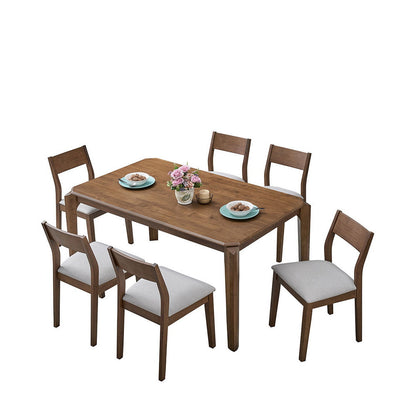 59-Inch Solid Rubberwood Mid-Century Modern Dining Table Set, Seats 4–6 – view 3