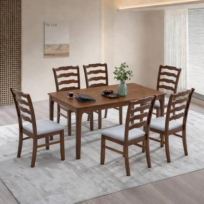 Farmhouse Dining Table Set with Upholstered Ladder-Back Chairs, Seats 4–6 – view 4
