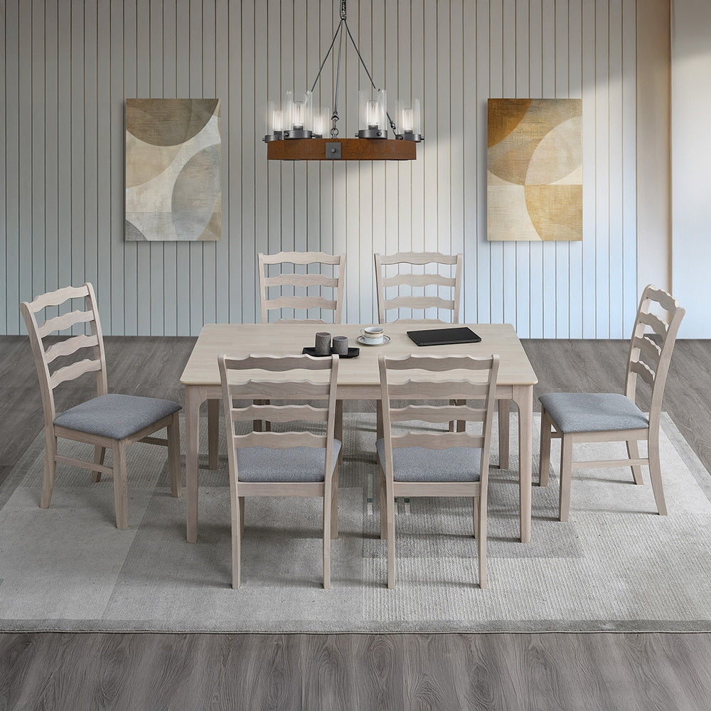 Farmhouse Dining Table Set with Upholstered Ladder-Back Chairs, Seats 4–6 – view 21