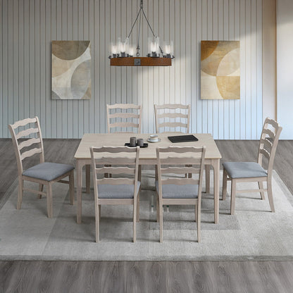 Farmhouse Dining Table Set with Upholstered Ladder-Back Chairs, Seats 4–6 – view 21