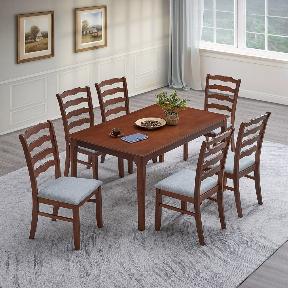 Farmhouse Dining Table Set with Upholstered Ladder-Back Chairs, Seats 4–6 – view 2