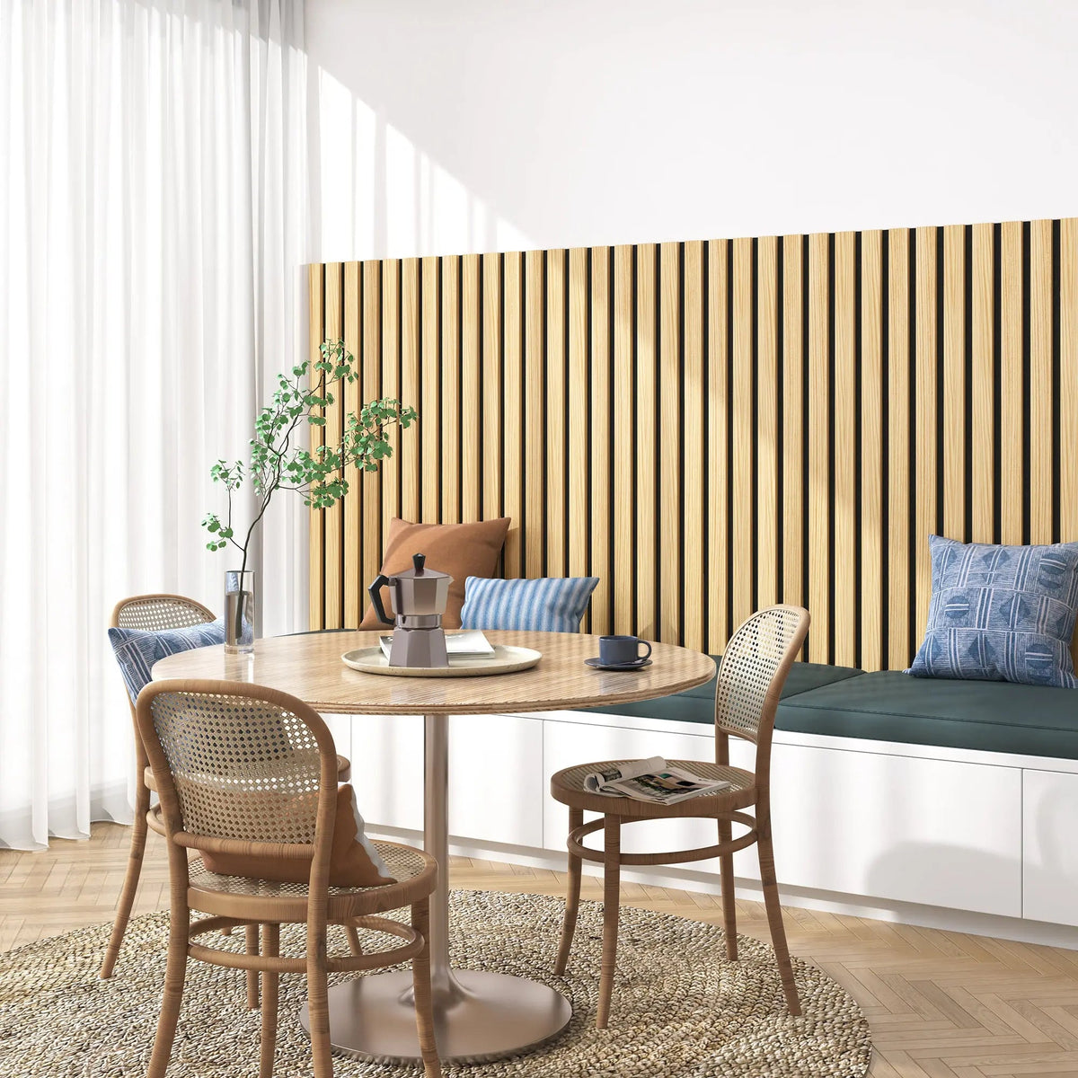 Solid Wood Acoustic Slat Wall Panels – Broad Strip Design – view 9