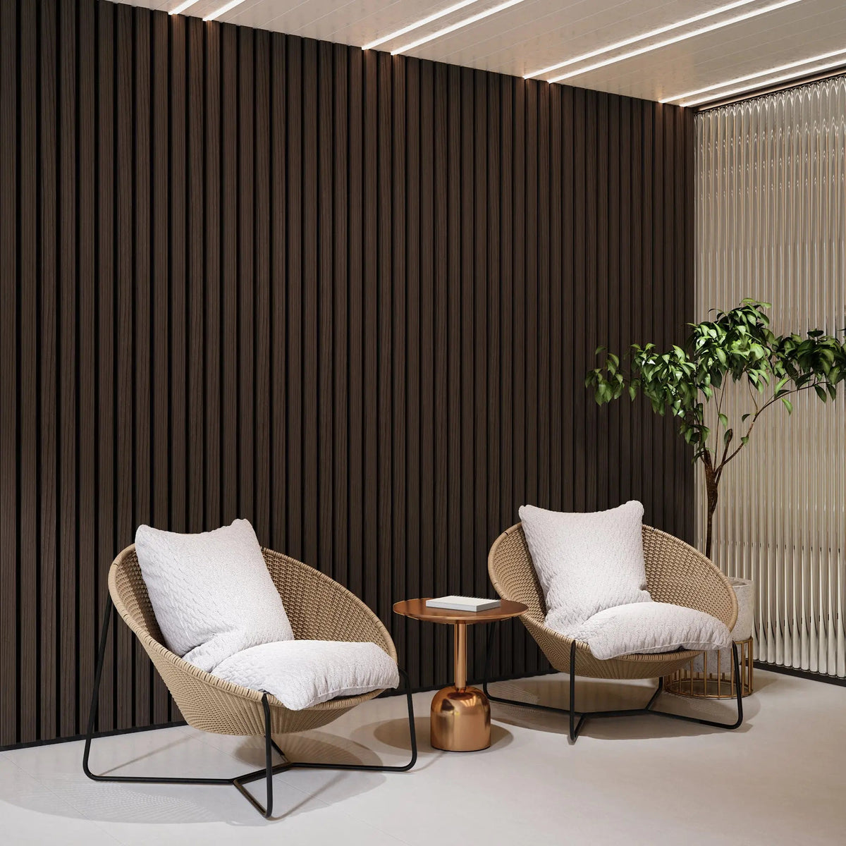 Solid Wood Acoustic Slat Wall Panels – Broad Strip Design – view 21