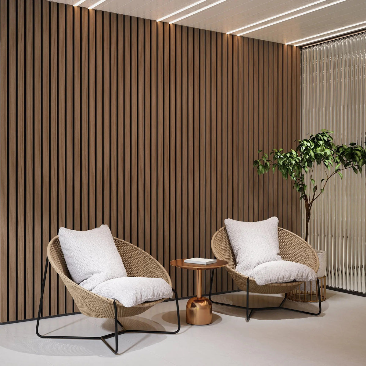Solid Wood Acoustic Slat Wall Panels – Broad Strip Design – view 29