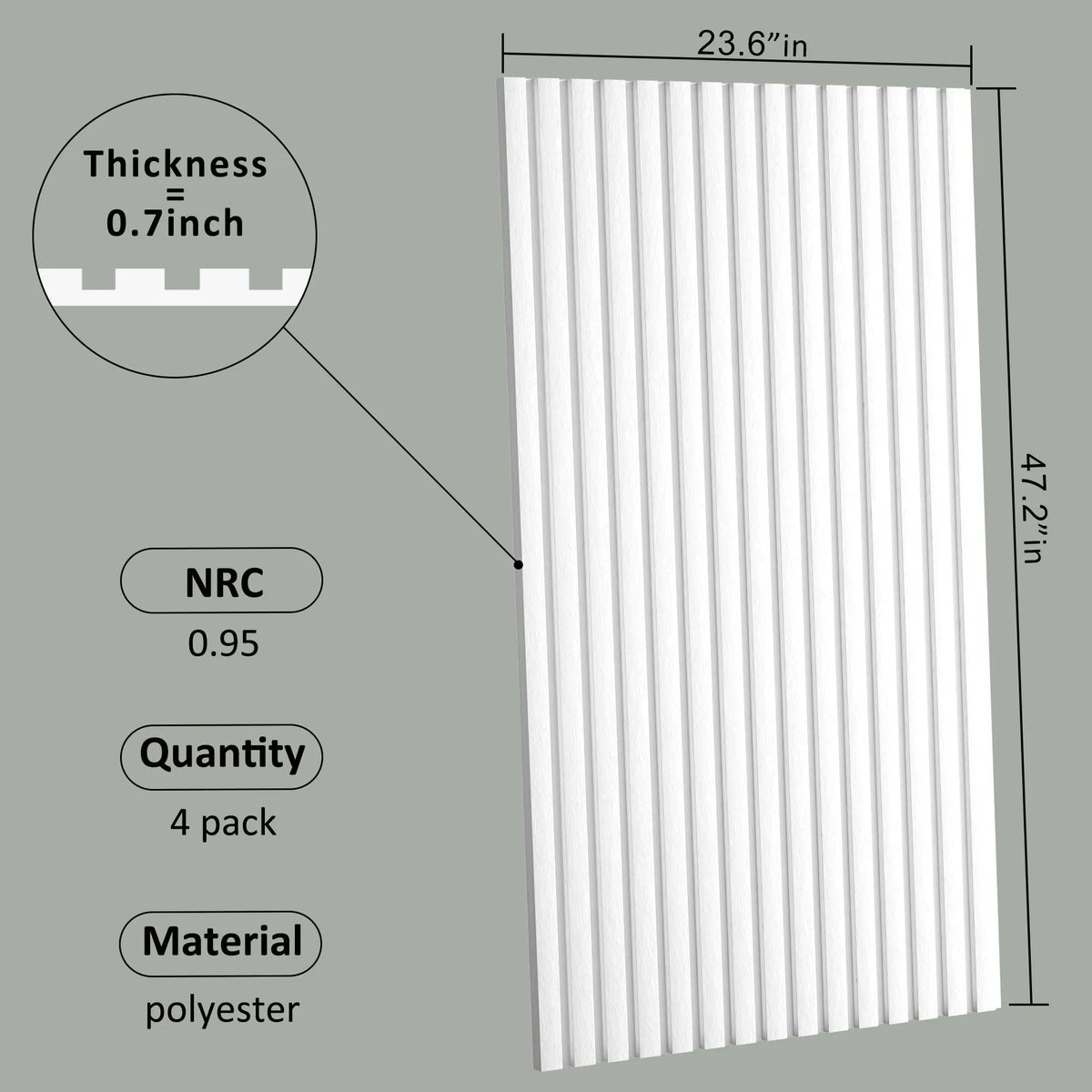 Acoustic Polyester Wall Panels, 48 x 24 x 0.7 In. Soundproof Panels – view 11