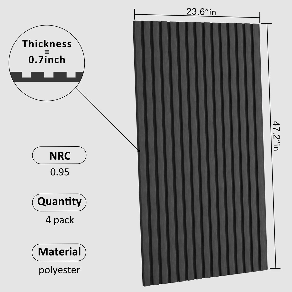 Acoustic Polyester Wall Panels, 48 x 24 x 0.7 In. Soundproof Panels – view 5