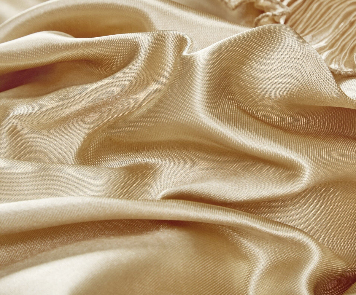 Gold Caramel Latte Faux Silk Satin Ruffle Euro Sham, 26 x 26 – view 4