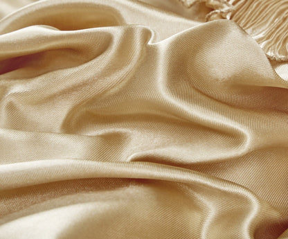 Gold Caramel Latte Faux Silk Satin Ruffle Euro Sham, 26 x 26 – view 4