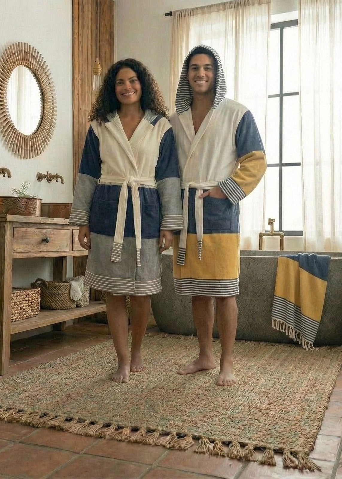 Turkish Cotton Hooded Robe for Home and Spa Comfort