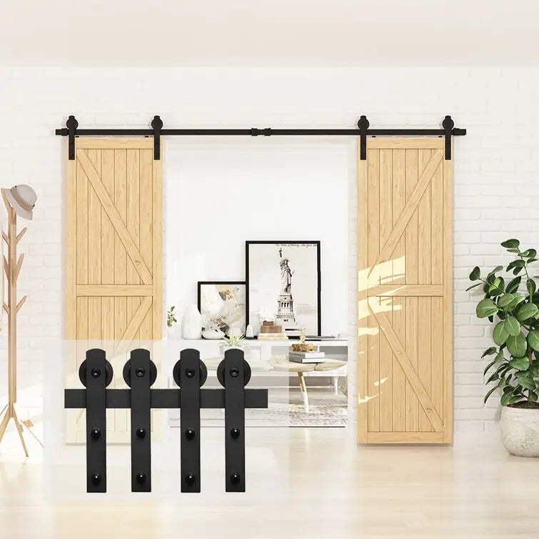 Carbon Steel Barn Door Track Kit for Double Doors