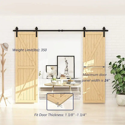 Heavy-Duty Carbon Steel Double Barn Door Track Kit, Black – view 3