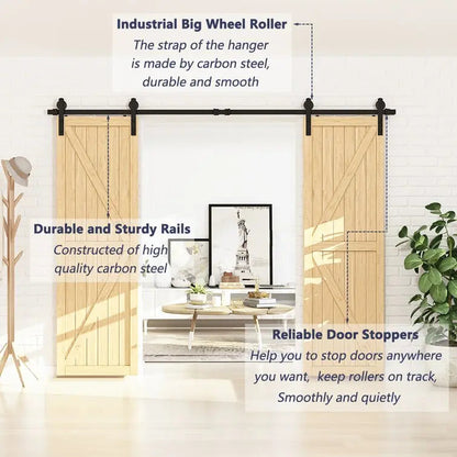 Heavy-Duty Carbon Steel Double Barn Door Track Kit, Black – view 4