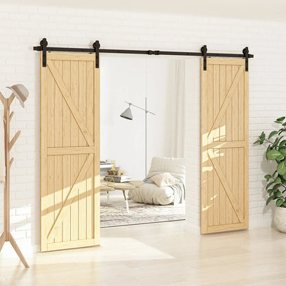 Heavy-Duty Carbon Steel Double Barn Door Track Kit, Black – view 6