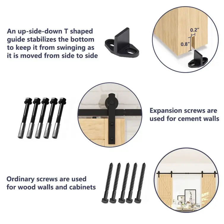 Heavy-Duty Carbon Steel Double Barn Door Track Kit, Black – view 5