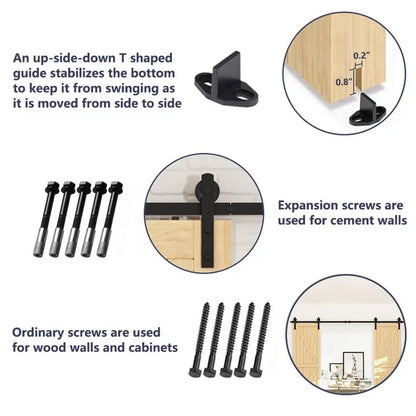 Heavy-Duty Carbon Steel Double Barn Door Track Kit, Black – view 5