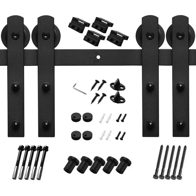 Heavy-Duty Carbon Steel Double Barn Door Track Kit, Black – view 7