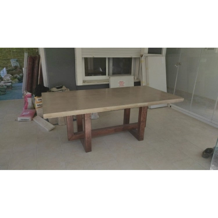 Barocco Aesgaard Industrial Concrete Dining Table with Wood Legs, 39 x 94.5 – view 18