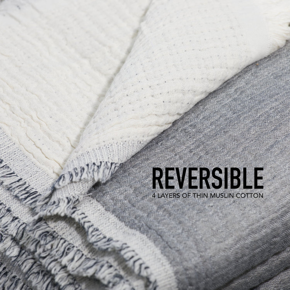 Reversible Cotton Muslin Coverlet, 80 x 102 Inch Lightweight Bedspread – view 5