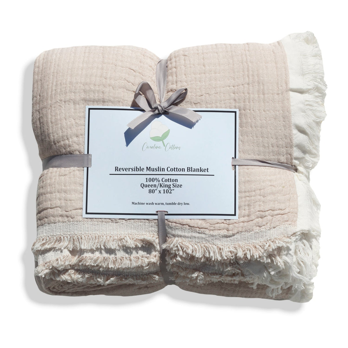 Reversible Cotton Muslin Coverlet, 80 x 102 Inch Lightweight Bedspread – view 3