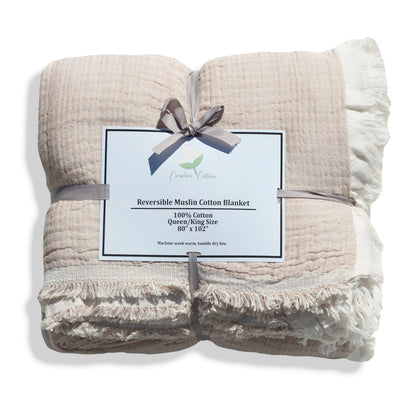 Reversible Cotton Muslin Coverlet, 80 x 102 Inch Lightweight Bedspread – view 3