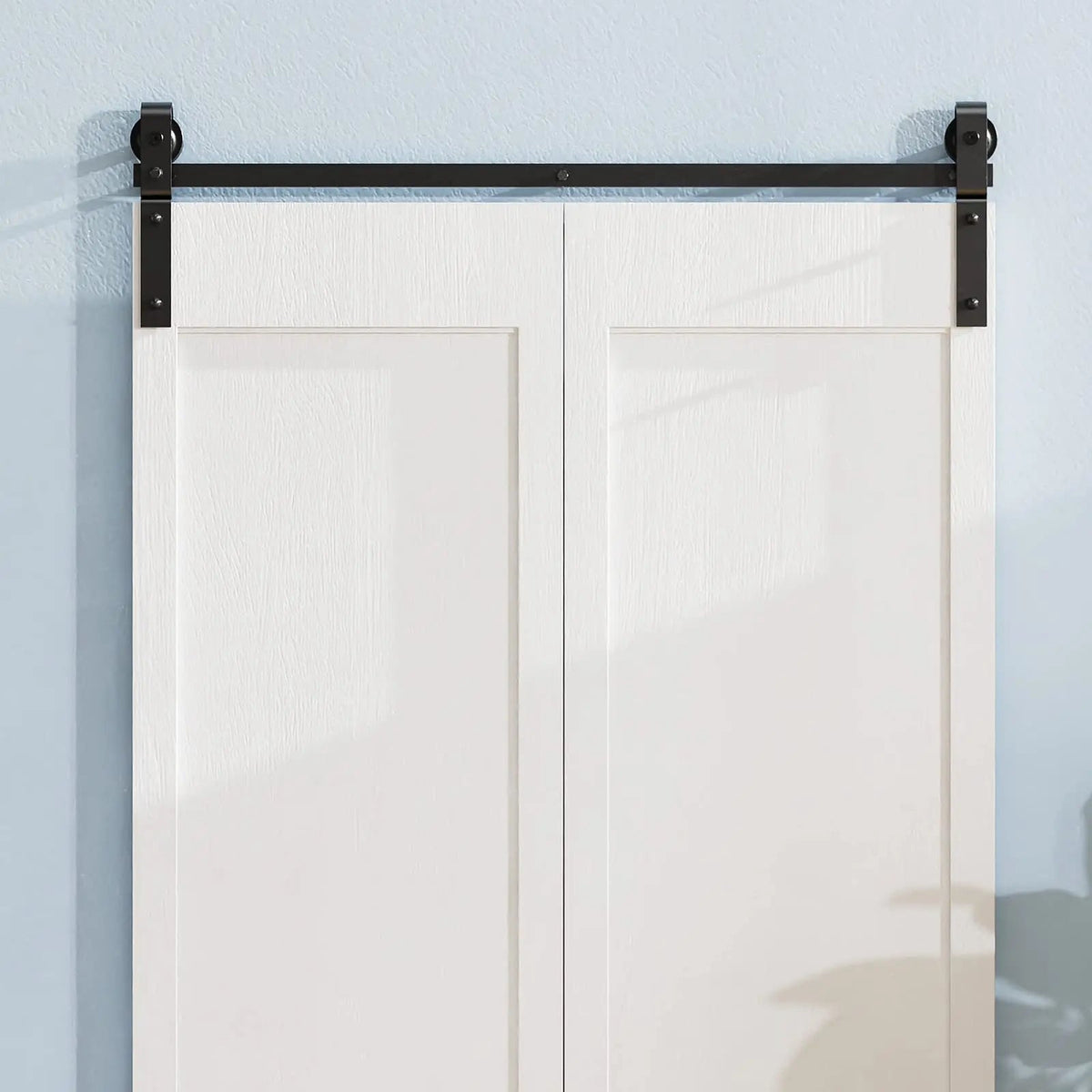 Bi-Folding Sliding Barn Door Hardware Track Kit, Matte Black Steel – view 4