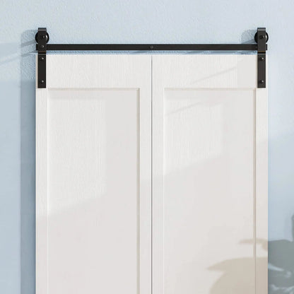 Bi-Folding Sliding Barn Door Hardware Track Kit, Matte Black Steel – view 4