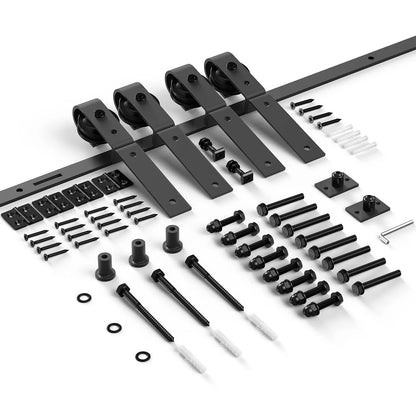 Bi-Folding Sliding Barn Door Hardware Track Kit, Matte Black Steel – view 24